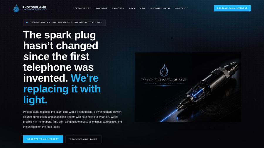 PhotonFlame website homepage